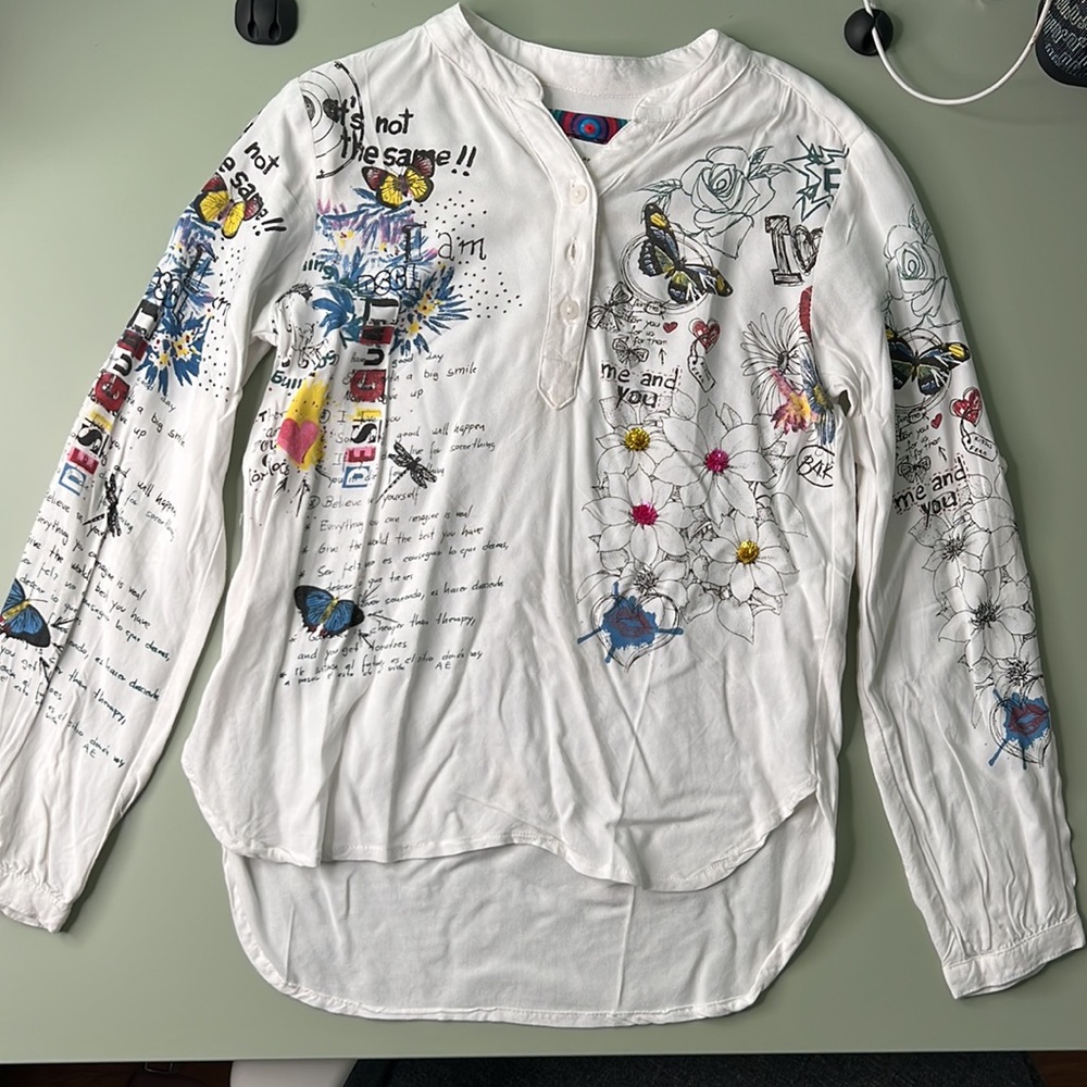 Desigual | White I ❤️ you shirt | size 7/8